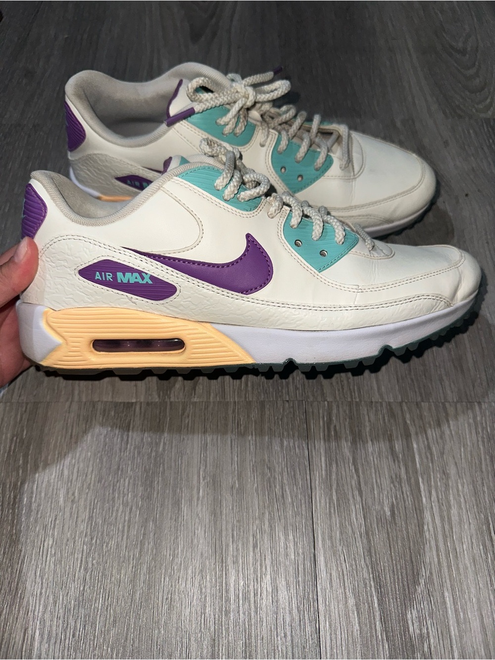 Nike Air Max 90 Golf White Purple Turquoise Women’s 9.5 CZ2434-133